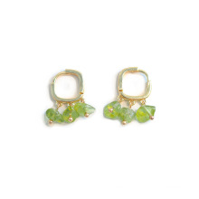 Shangjie OEM joyas 2021 Fashion Ear Bukle Summer Earrings Unique Green Olivine Earrings Gold Plated Earrings Jewelry